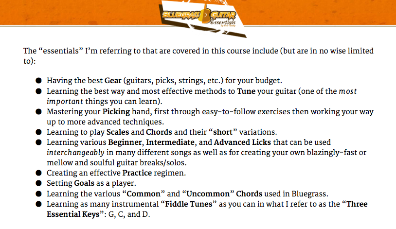 Bluegrass Guitar Essentials Course Overview