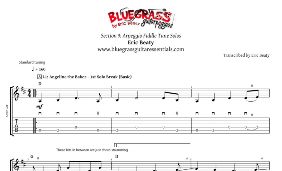 Bluegrass Guitarpeggios - Angeline the Baker tabs teaser